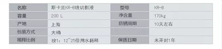 KR-B线切割液 产品参数